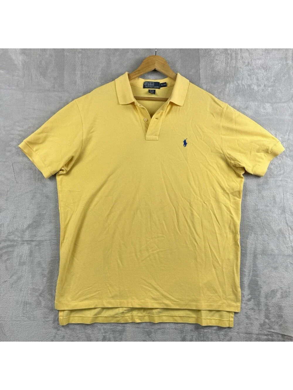 Polo Ralph Lauren Custom Fit Polo Shirt Mens XL Yellow Blue Pony Cotton Preppy